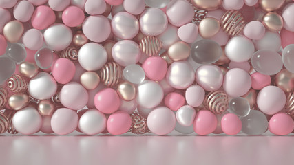 Beautiful background with beads, particles and simulation. 3d illustration, 3d rendering.