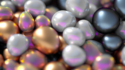 Beautiful background with beads, particles and simulation. 3d illustration, 3d rendering.