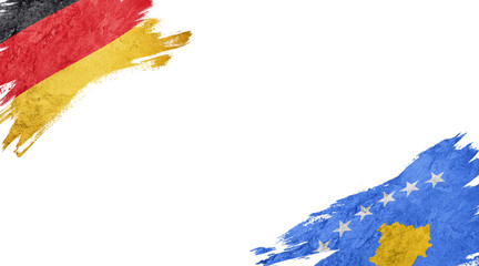 Flags of Germany and Kosovo on White Background