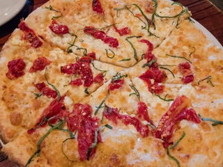 Closeup shot of a pepper pizza