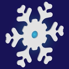 Obraz premium Christmas cut 3d snowflake on blue background.