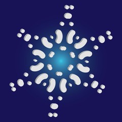 Simple, beautiful snowflake on blue background.