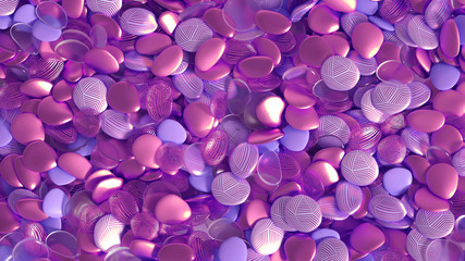Beautiful background with beads, particles and simulation. 3d illustration, 3d rendering.
