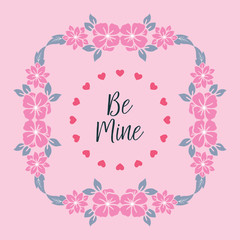 Design leaf floral frame, for greeting card template be mine. Vector