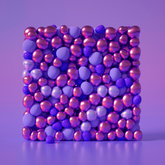 Beautiful background with beads, particles and simulation. 3d illustration, 3d rendering.