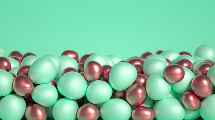 Beautiful background with beads, particles and simulation. 3d illustration, 3d rendering.