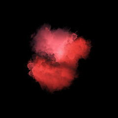 Artistic painting in shades of red on black background. Colorful paint splashes. Modern abstract art.