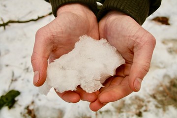 snow in hands