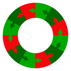 Puzzle Circular Vector. Christmas Colors.