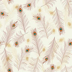 Fashionable template for design of clothes. Tails of peacocks . Embroidery peacock feathers seamless pattern