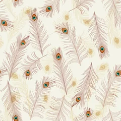 Wallpaper murals Peacock Fashionable template for design of clothes. Tails of peacocks . Embroidery peacock feathers seamless pattern