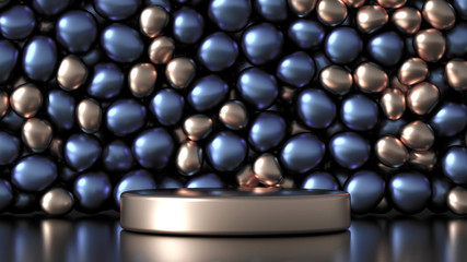 Beautiful background with beads, particles and simulation. 3d illustration, 3d rendering.