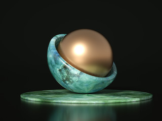 Beautiful, elegant, abstract background with metal and the texture of stone, marble and granite. 3d illustration, 3d rendering.