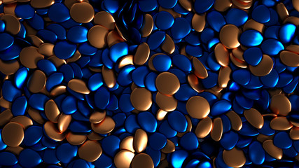 Beautiful background with beads, particles and simulation. 3d illustration, 3d rendering.