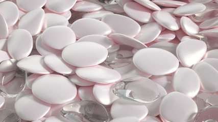 Beautiful background with beads, particles and simulation. 3d illustration, 3d rendering.