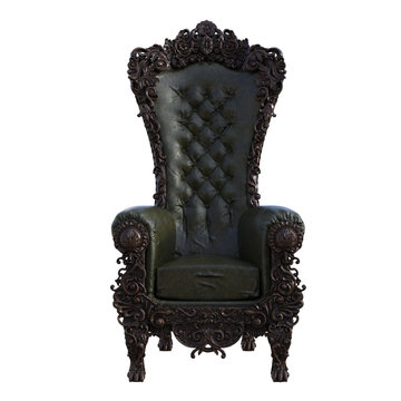 Royal throne isolated on white, 3d render.