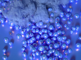 Beautiful background with beads, particles and simulation. 3d illustration, 3d rendering.