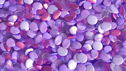Beautiful background with beads, particles and simulation. 3d illustration, 3d rendering.