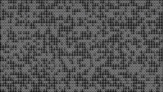4K Binary code background with digits moving on screen. Future, computer and abstract background concept. Digits 0 1 changes randomly.
