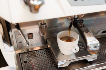 black coffee morning on coffee maker