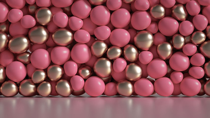 Beautiful background with beads, particles and simulation. 3d illustration, 3d rendering.