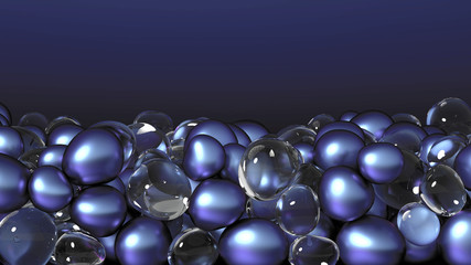 Beautiful background with beads, particles and simulation. 3d illustration, 3d rendering.