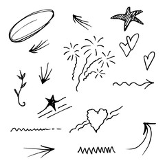 Vector hand drawn collection of design element. Doodle illustration. use for concept design