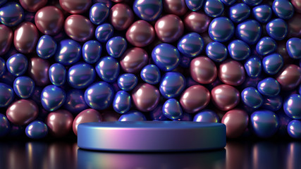 Beautiful background with beads, particles and simulation. 3d illustration, 3d rendering.