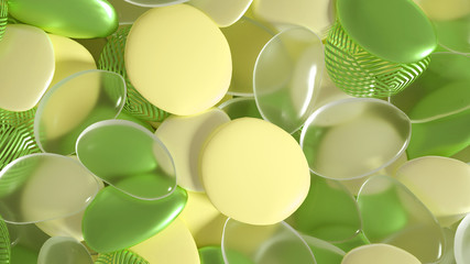 Beautiful background with beads, particles and simulation. 3d illustration, 3d rendering.