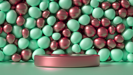 Beautiful background with beads, particles and simulation. 3d illustration, 3d rendering.