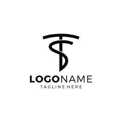 Initials TS Logo Line Design
