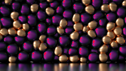 Beautiful background with beads, particles and simulation. 3d illustration, 3d rendering.