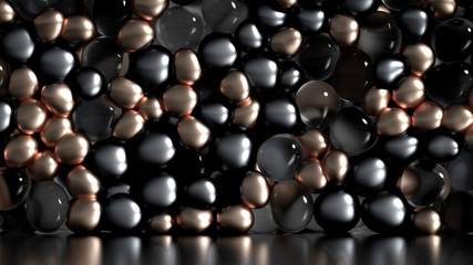 Beautiful background with beads, particles and simulation. 3d illustration, 3d rendering.