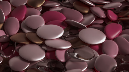 Beautiful background with beads, particles and simulation. 3d illustration, 3d rendering.