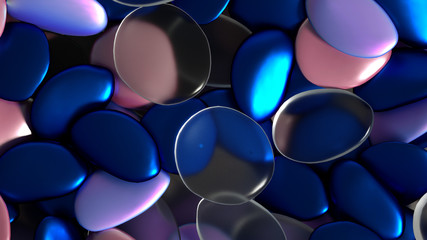 Beautiful background with beads, particles and simulation. 3d illustration, 3d rendering.