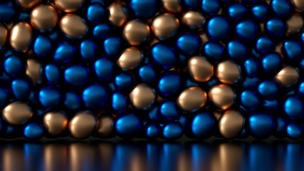 Beautiful background with beads, particles and simulation. 3d illustration, 3d rendering.