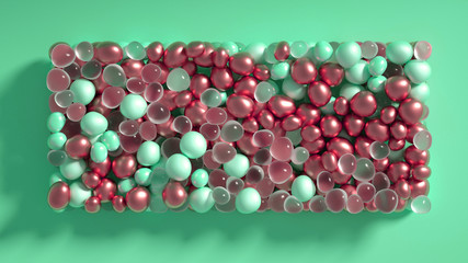 Beautiful background with beads, particles and simulation. 3d illustration, 3d rendering.