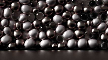 Beautiful background with beads, particles and simulation. 3d illustration, 3d rendering.