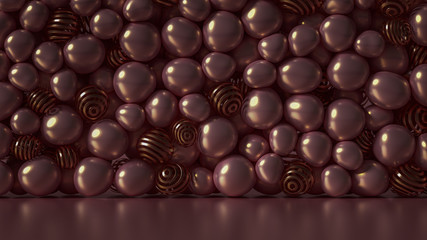 Beautiful background with beads, particles and simulation. 3d illustration, 3d rendering.