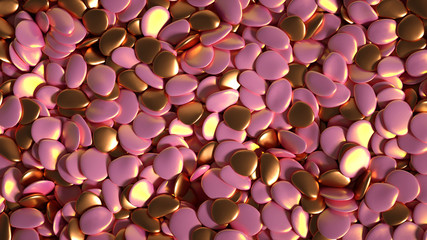 Beautiful background with beads, particles and simulation. 3d illustration, 3d rendering.