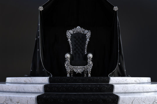 Gothic throne room background, 3d render.