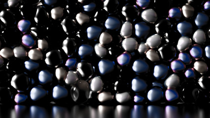 Beautiful background with beads, particles and simulation. 3d illustration, 3d rendering.