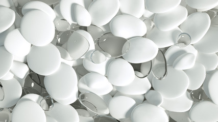 Beautiful background with beads, particles and simulation. 3d illustration, 3d rendering.