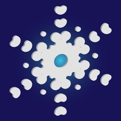 Fototapeta na wymiar Simple christmas snowflake on blue background.