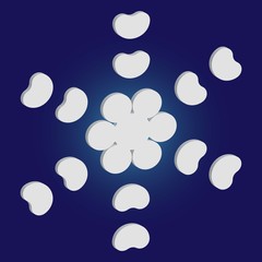 Naklejka na ściany i meble Cute snowflake with shadow on blue background.