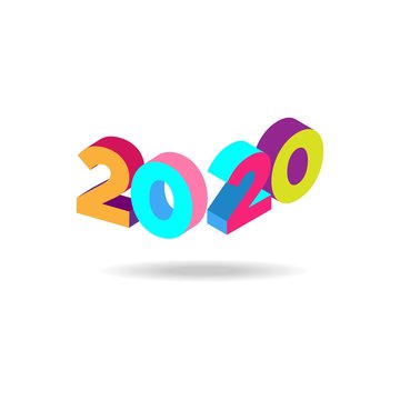 2020 new year template design 3D full color