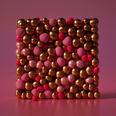 Beautiful background with beads, particles and simulation. 3d illustration, 3d rendering.