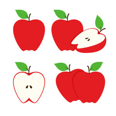 Red Apple Vector Set Design Illustration