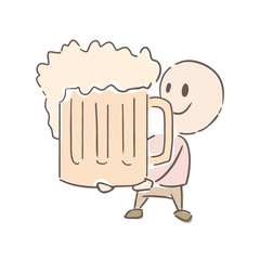 man with giant beer