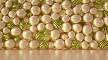 Beautiful background with beads, particles and simulation. 3d illustration, 3d rendering.